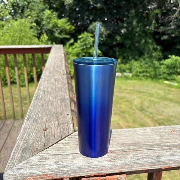 NEW Starbucks 2019 Stainless Steel Ombré Blue Tumbler with Straw - Picture 2 of 5